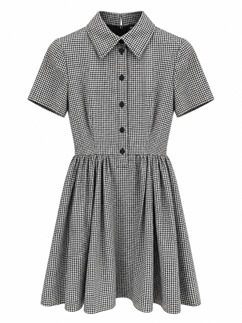Dior Black and White Gingham Short-Sleeve Shirt Dress